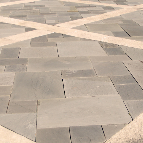 stone pavers being sealed for longevity